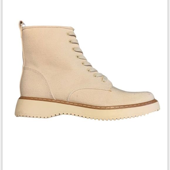 Madden Girl Combat Boots Womens Size 10 Kurrt White Beige Canvas Zip new - Picture 9 of 9